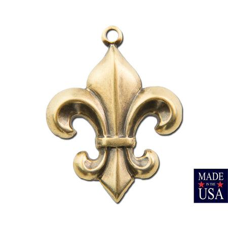 Brass Ox Fleur De Lis Charm Pendant Drop with Loop (6) chr188C