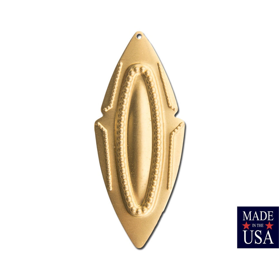 1 Hole Large Raw Brass Southwestern Drop / Pendant 63x27mm (4) mtl473A