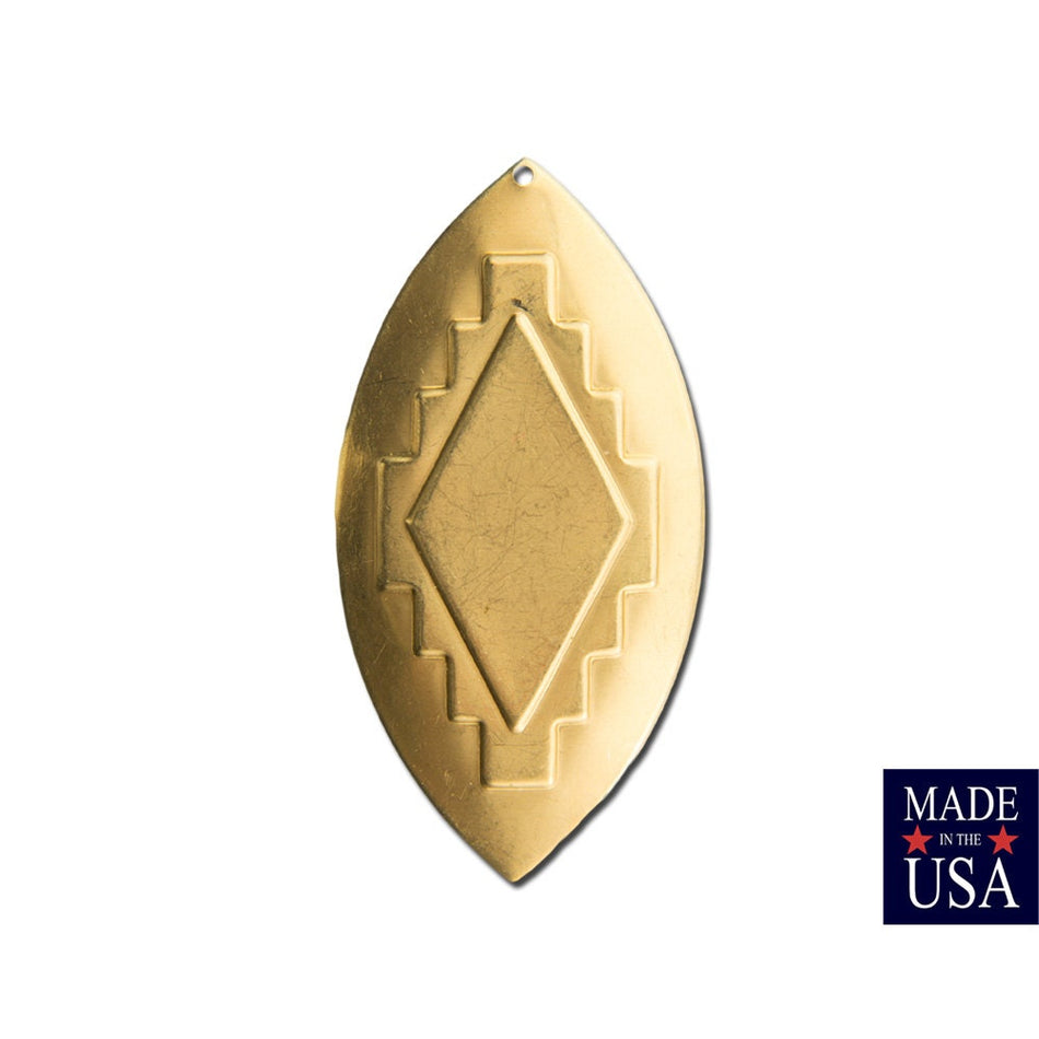1 Hole Medium Raw Brass Southwestern Drop / Pendant 47x23mm (4) mtl470A