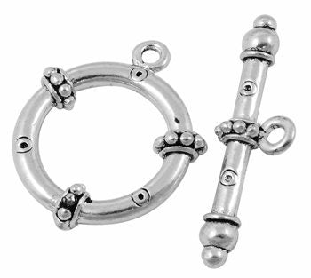 Tribal Bumpy Ring Antiqued Silver Toggles (4 Sets) tog019A