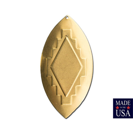 1 Hole Large Raw Brass Southwestern Drop / Pendant 65x33mm (2) mtl472A
