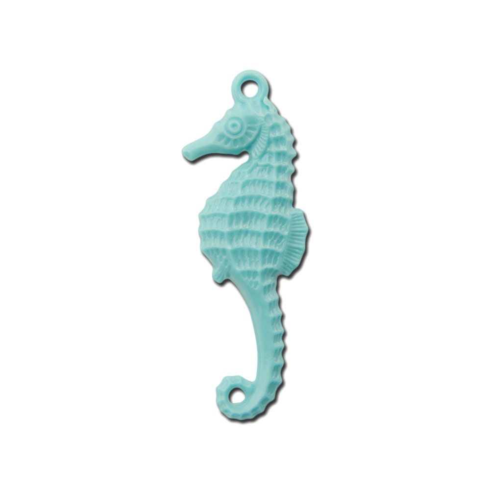 Turquoise Blue Baby Seahorse Pendants Charms 29x10mm (6) pnd110J
