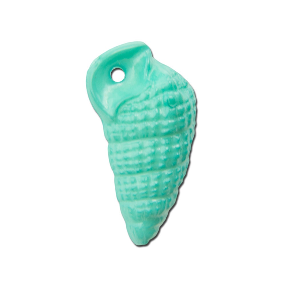 Vintage West German Acrylic Turquoise Seashell Charms 18x9mm (6) chr107G