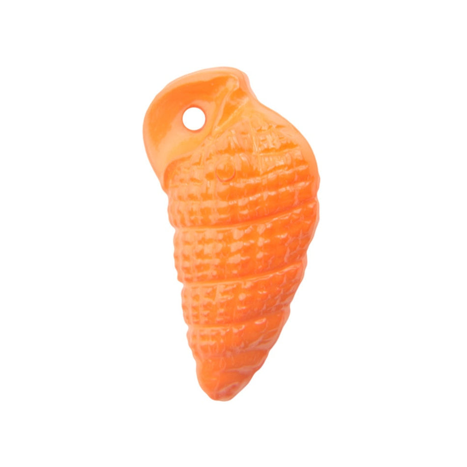 Vintage West German Acrylic Orange Seashell Charms 18x9mm (6) chr107E