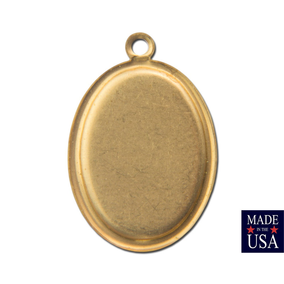 1 Loop Rolled Edge Raw Brass Setting 18mm x 13mm (8) stn013D