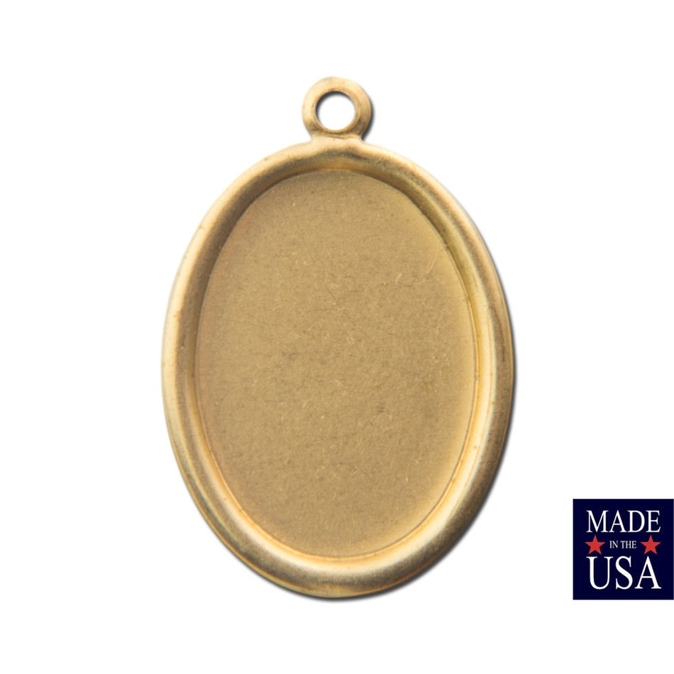 1 Loop Rolled Edge Raw Brass Setting 18mm x 13mm (8) stn013D