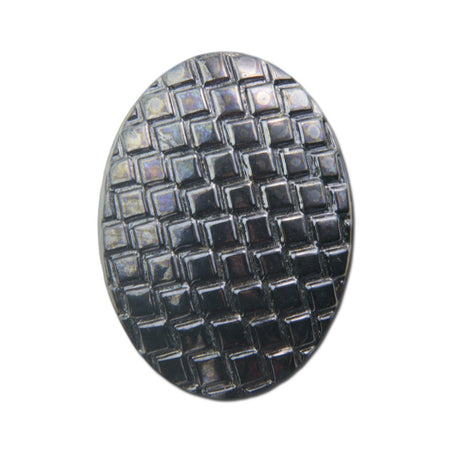 Vintage Black Hematite Cabochon with Checkered Top 25x18mm (1) cab322A