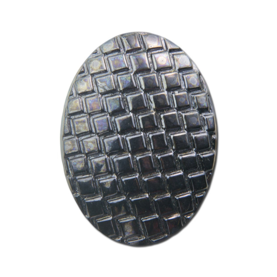 Vintage Black Hematite Cabochon with Checkered Top 25x18mm (1) cab322A