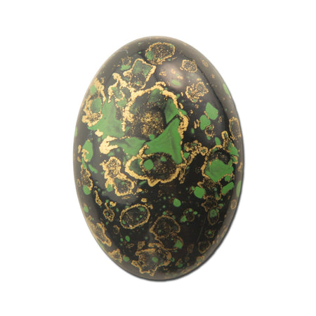 Vintage Black Cabochons with Green and Gold 25x18mm (4) cab263