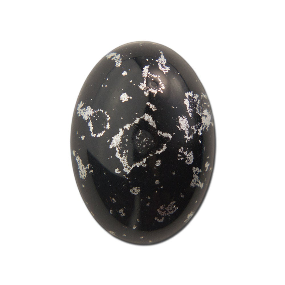 Vintage Black Cabochons with Silver Design 18x13mm (4) cab263D