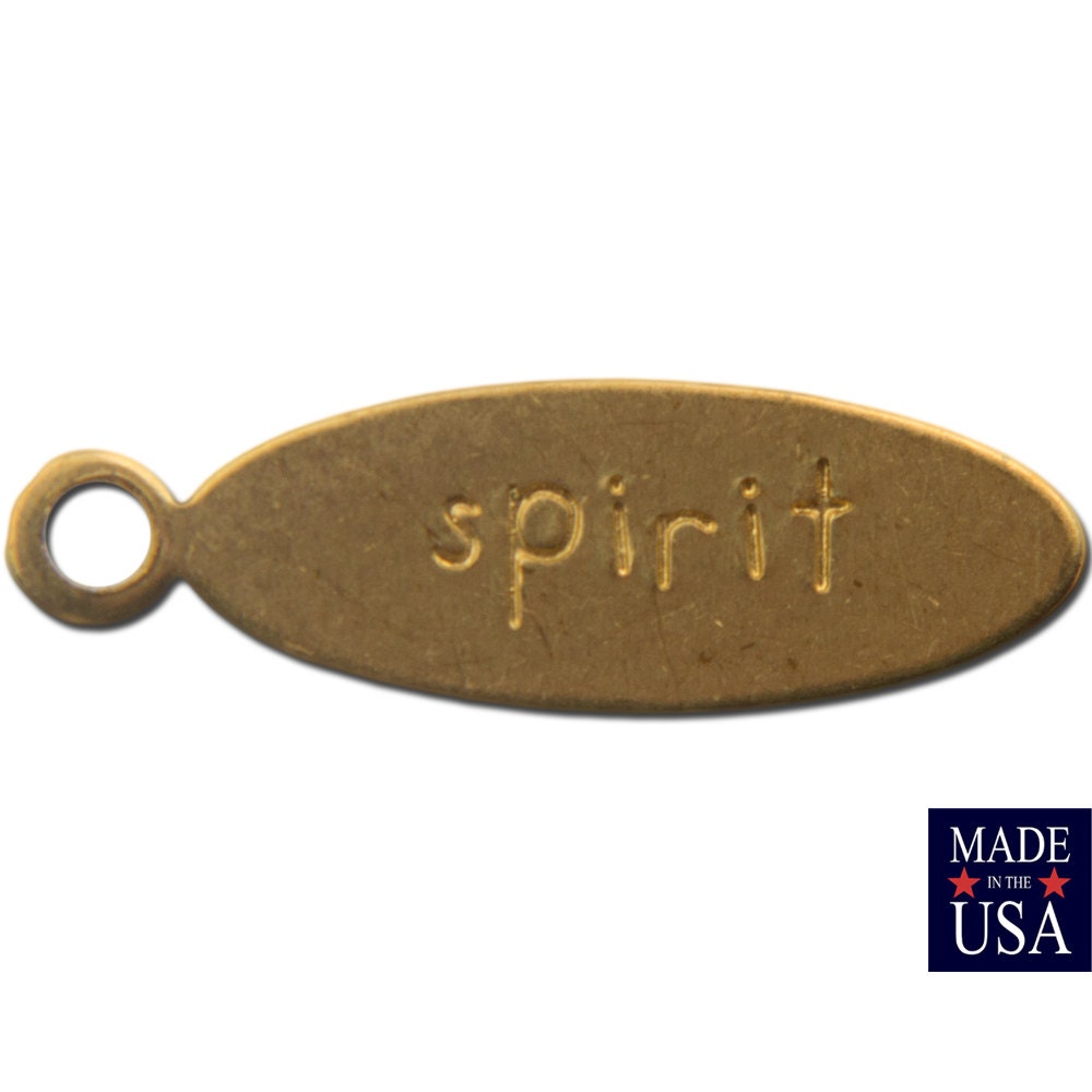 SPIRIT Oval Raw Brass Word Charm Drop with Loop (8) chr191A
