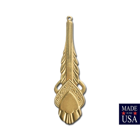 1 Hole Raw Brass Deco Heart Pendant Charm 50x15mm (2) mtl477A