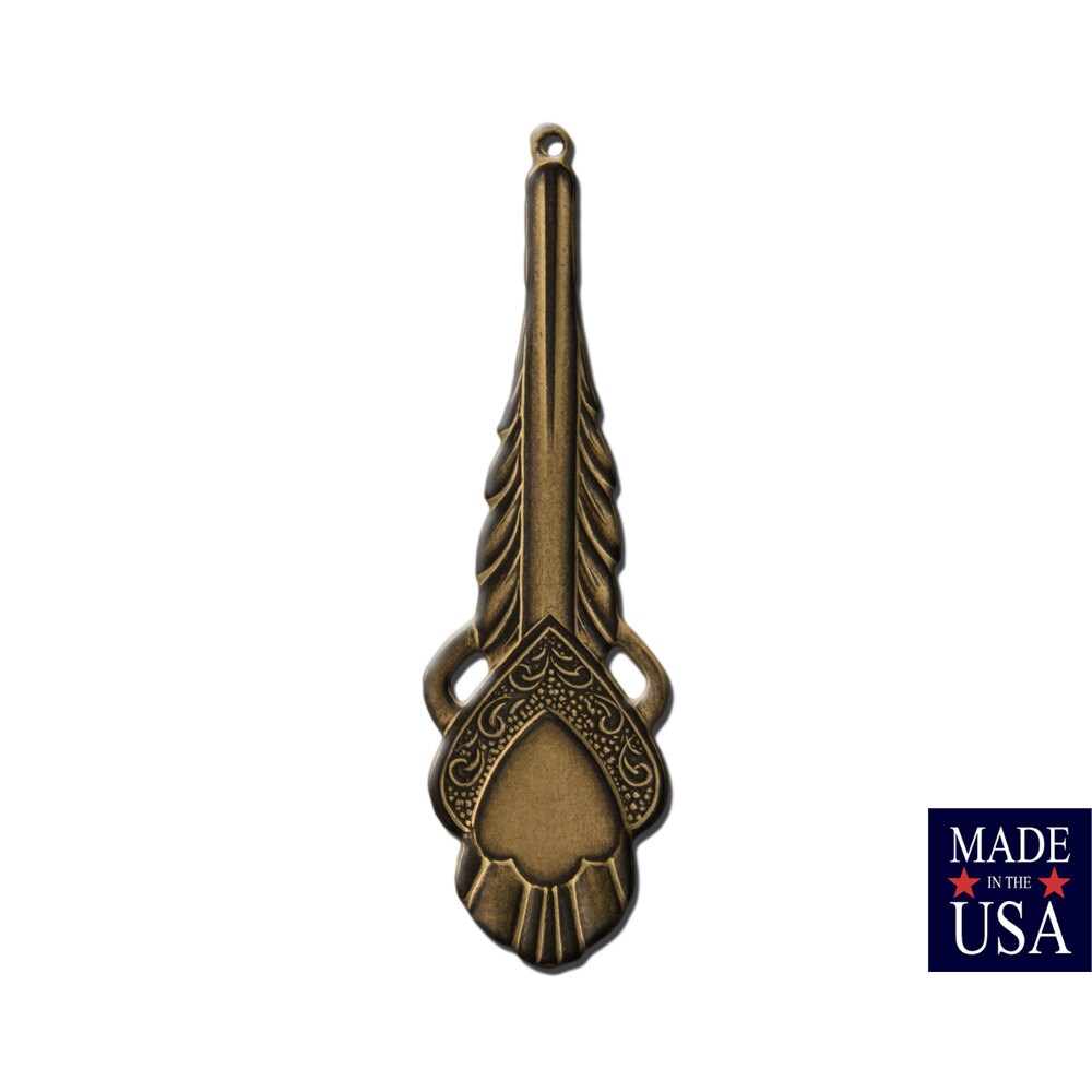 1 Hole Brass Ox Deco Heart Pendant Charm 50x15mm (2) mtl477B
