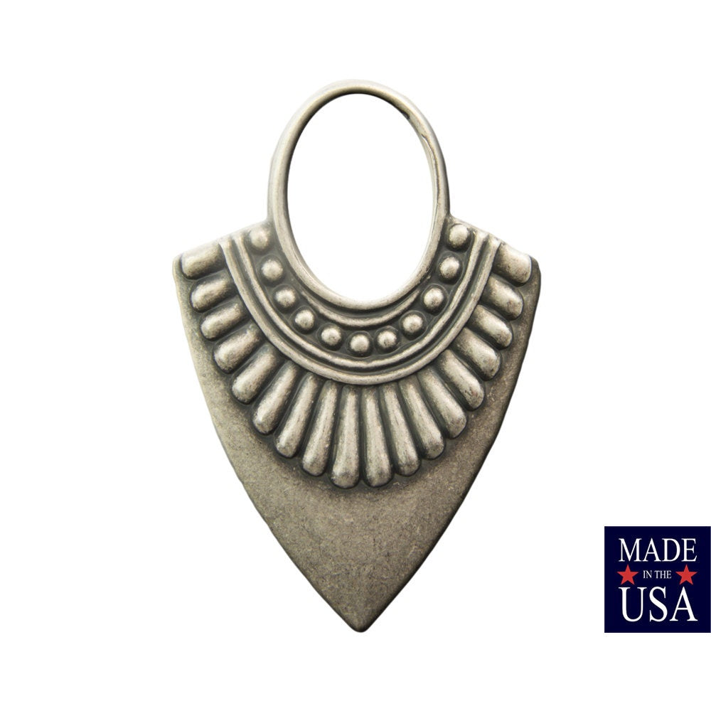 Matte Silver Ox Open Loop Teardrop Hoop Tribal Pendant (4) mtl403L