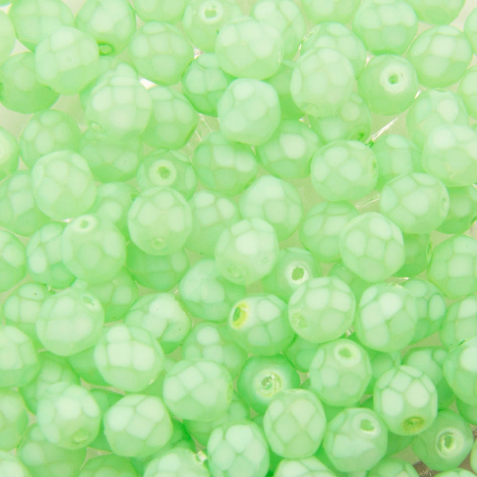6mm Matte Mint Coated Czech Firepolish Faceted Glass Beads (25)