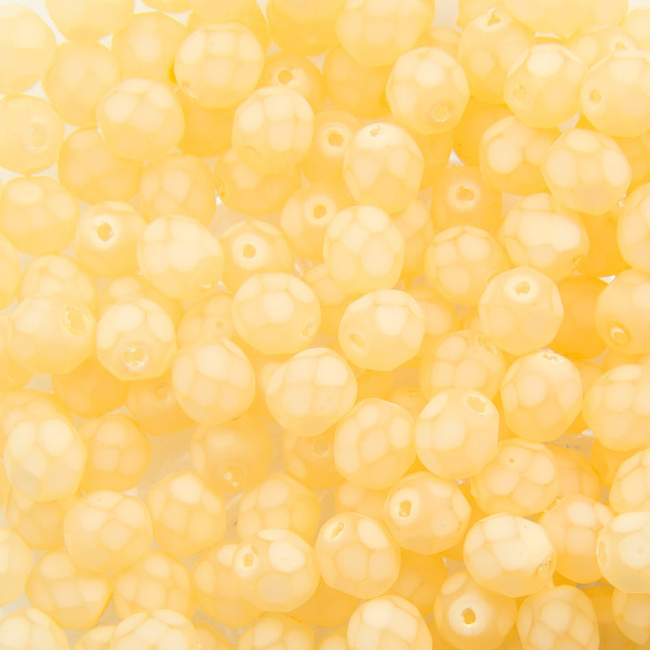 6mm Matte Jonquil Coated Czech Firepolish Faceted Glass Beads (25)