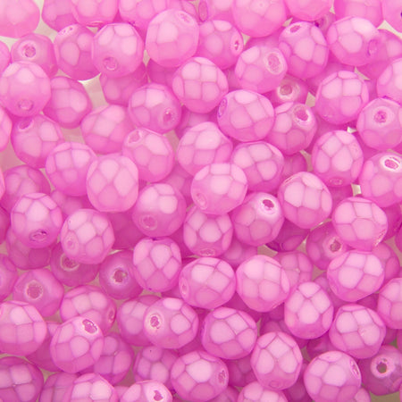 6mm Matte Dark Rose Coated Czech Firepolish Faceted Glass Beads (25)