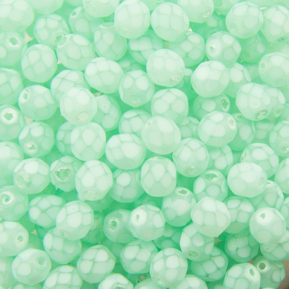 6mm Matte Aqua Coated Czech Firepolish Faceted Glass Beads (25)