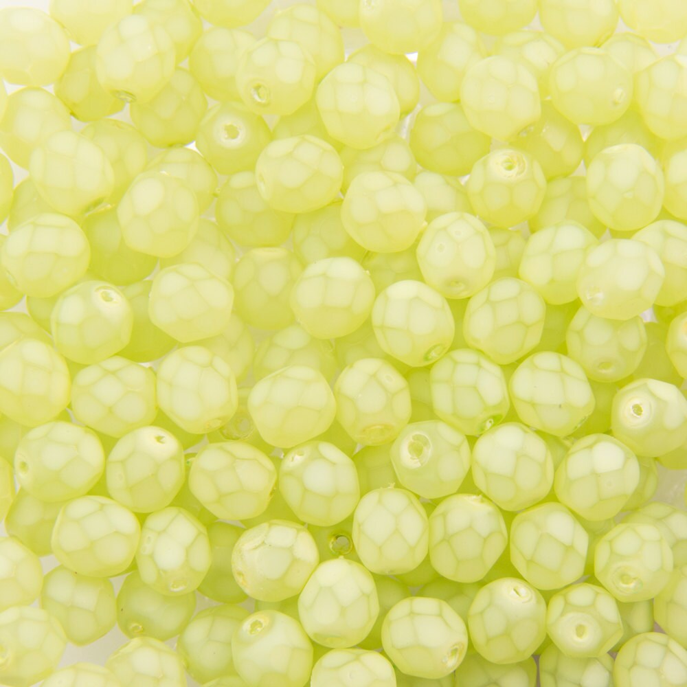 6mm Matte Light Olive Coated Czech Firepolish Faceted Glass Beads (25)