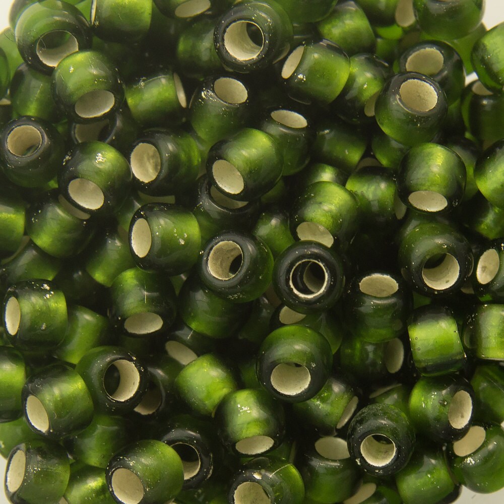 8/0 TOHO ROUND Silver Lined Frosted Olive Seed Bead (8g)