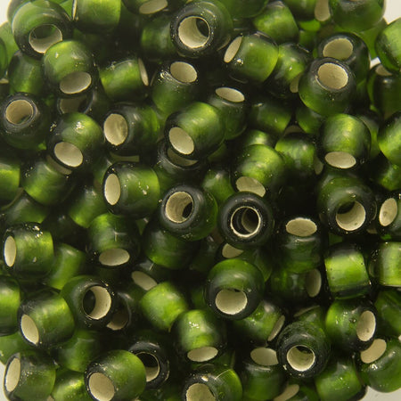 8/0 TOHO ROUND Silver Lined Frosted Olive Seed Bead (8g)