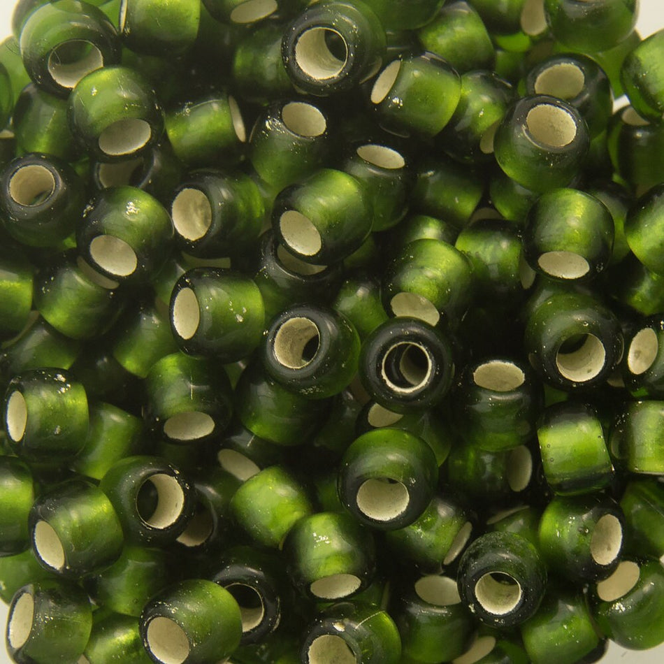 8/0 TOHO ROUND Silver Lined Frosted Olive Seed Bead (8g)