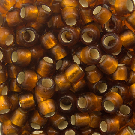 8/0 TOHO ROUND Silver Lined Frosted Smoky Topaz Seed Bead (8g)