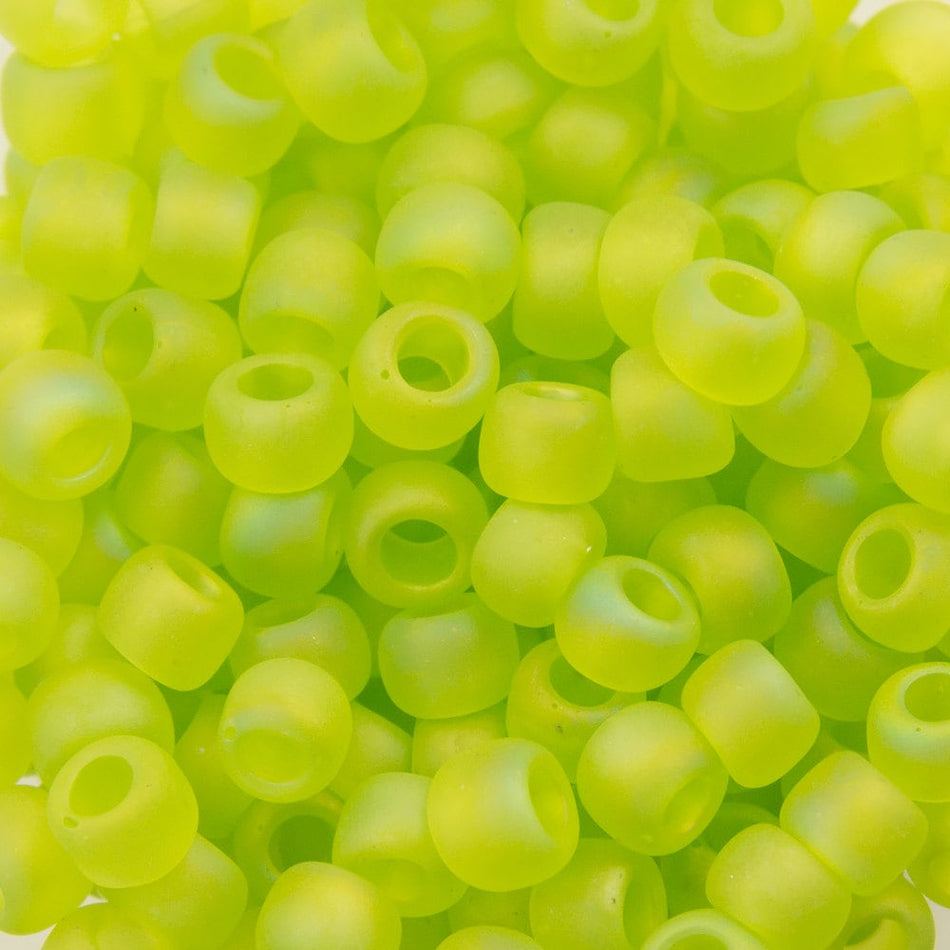 8/0 TOHO ROUND Transparent Rainbow Frosted Lime Green Seed Bead (8g)