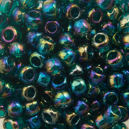 8/0 TOHO ROUND Transparent Rainbow Teal Seed Bead (8g)