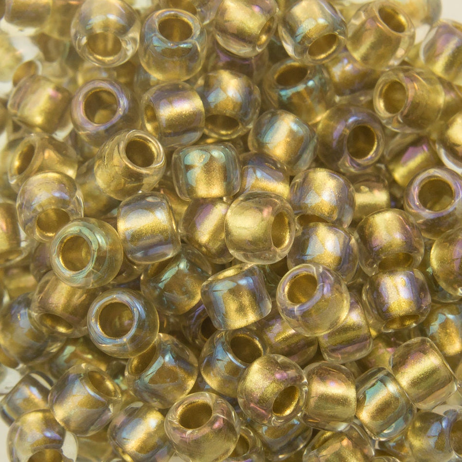 8/0 TOHO ROUND Inside Color Crystal Gold Lined Seed Bead (8g)