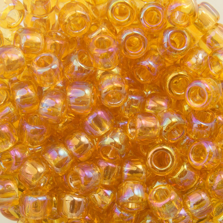 8/0 TOHO ROUND Transparent Rainbow Medium Topaz Seed Bead (8g)