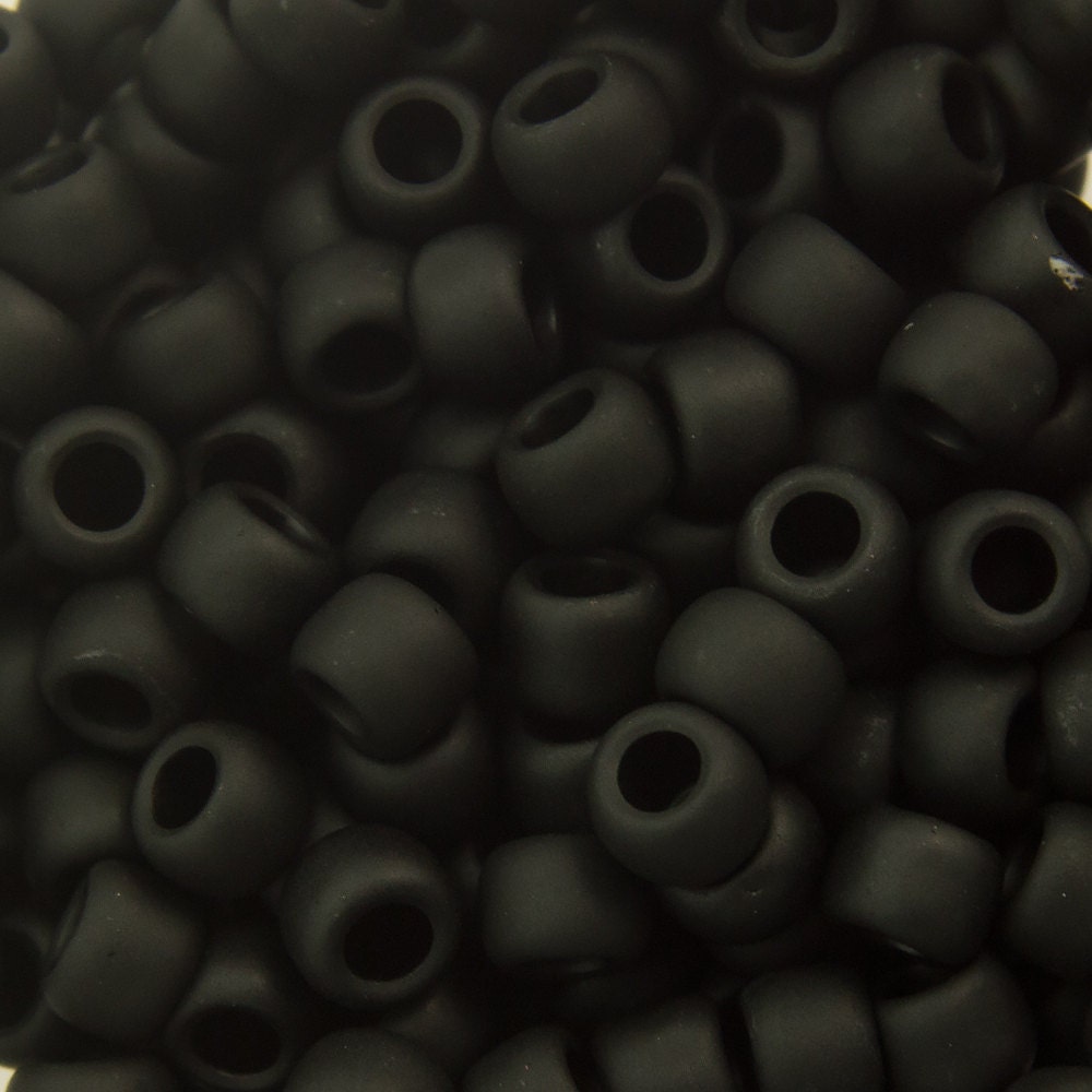 8/0 TOHO ROUND Opaque Frosted Jet Seed Bead (8g)