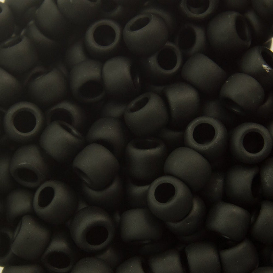8/0 TOHO ROUND Opaque Frosted Jet Seed Bead (8g)