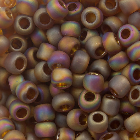 8/0 TOHO ROUND Transparent Rainbow Frosted Smoky Topaz Seed Bead (8g)