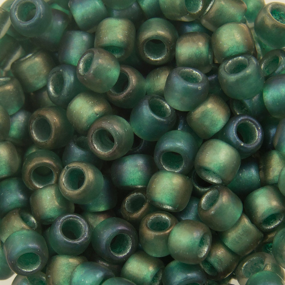 8/0 TOHO ROUND Inside Color Frosted Crystal/ Prairie Green Lined Seed Bead (8g)