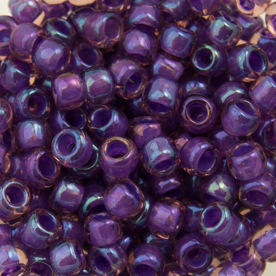 8/0 TOHO ROUND Inside Color Rainbow Rosaline / Opaque Purple Lined Seed Bead (8g)