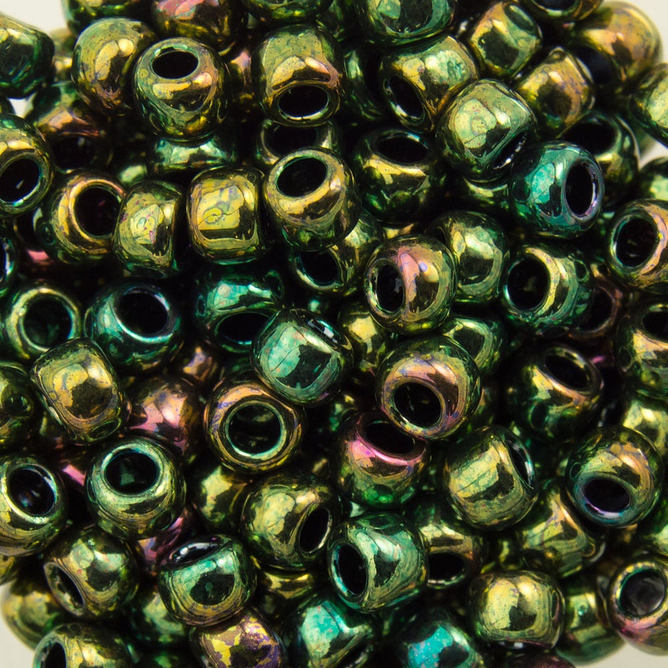 8/0 TOHO ROUND Higher Metallic Iris Olivine Seed Bead (8g)