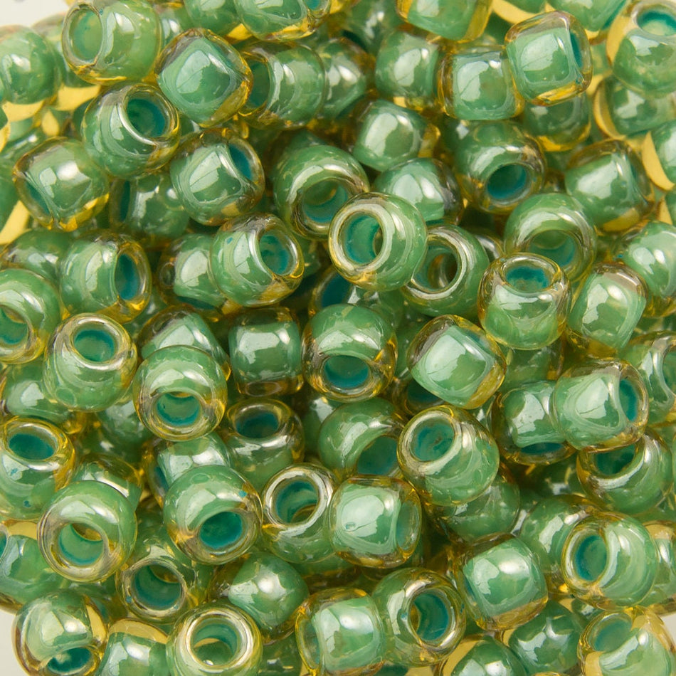 8/0 TOHO ROUND Inside Color Topaz / Mint Julep Lined Seed Bead (8g)