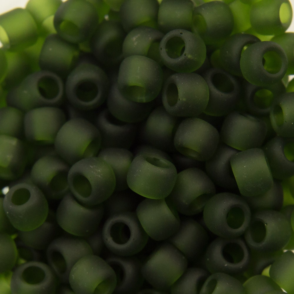 8/0 TOHO ROUND Transparent Frosted Olivine Seed Bead (8g)