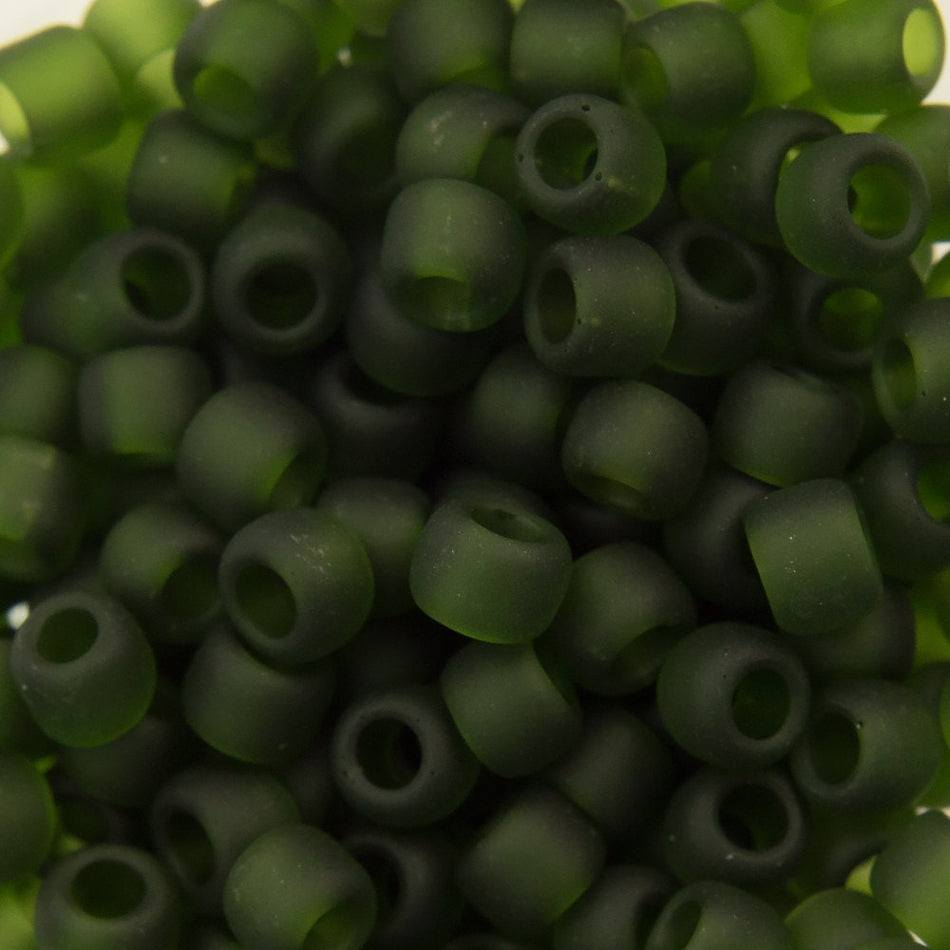 8/0 TOHO ROUND Transparent Frosted Olivine Seed Bead (8g)