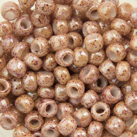 8/0 TOHO ROUND Marbled Opaque Beige / Pink Seed Bead (8g)