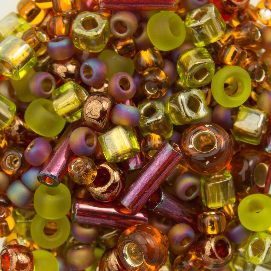 ASSORTED TOHO Seed Bead Ureshii Mix - Olivine / Orange