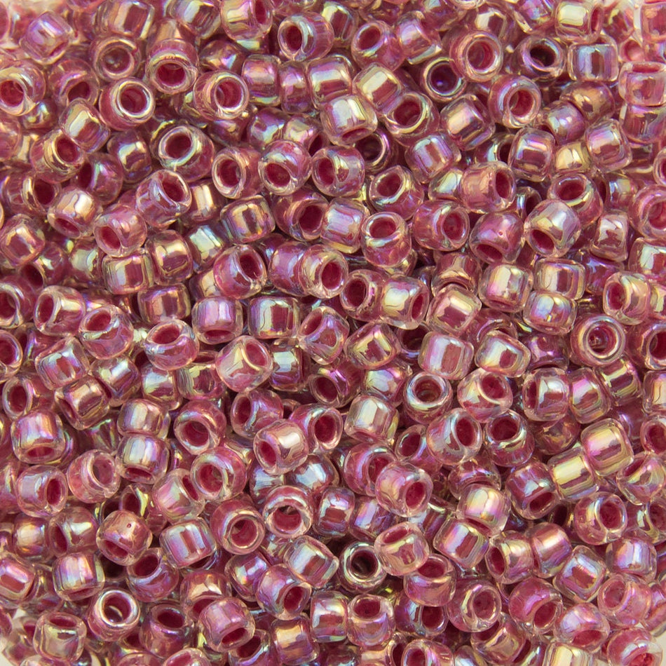 15/0 TOHO ROUND Inside Color Rainbow Crystal / Strawberry Lined Seed Bead (8g)