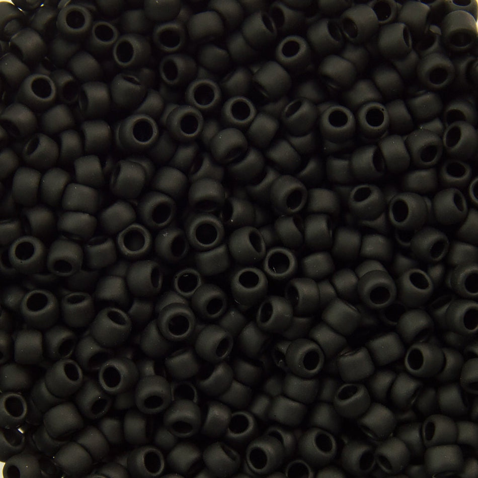 15/0 TOHO ROUND Opaque Frosted Jet Seed Bead (8g)