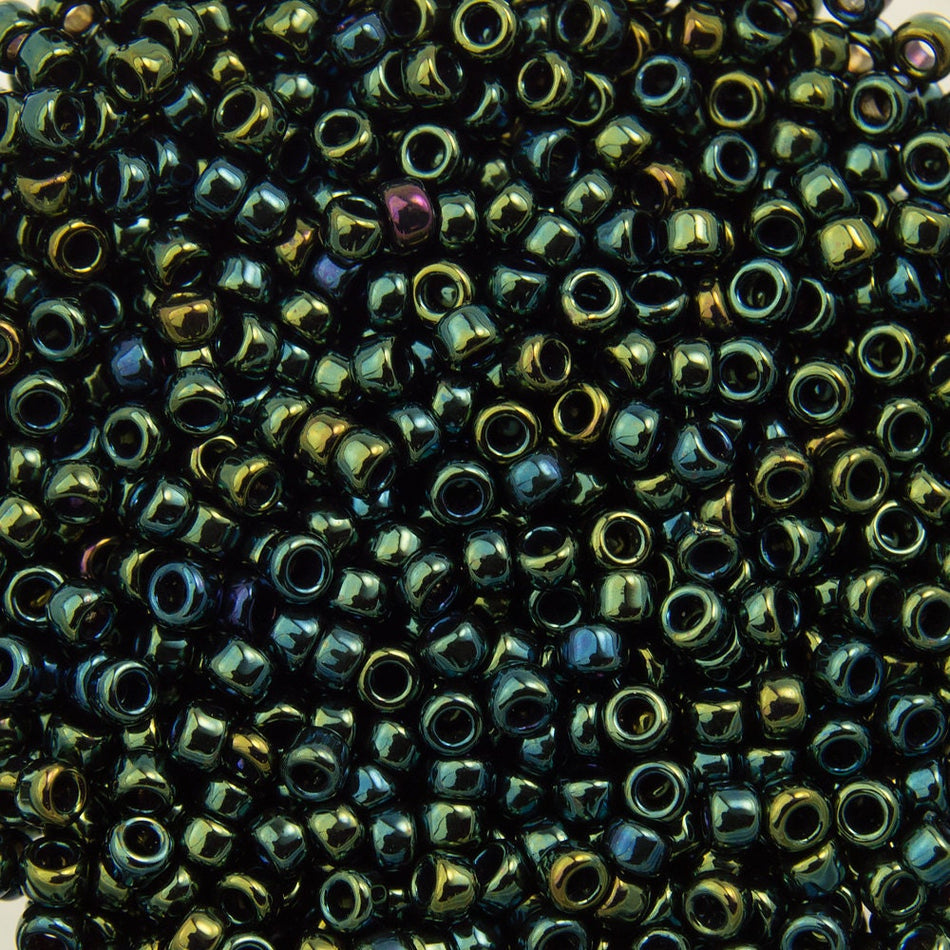 15/0 TOHO ROUND Metallic Iris Green / Brown Seed Bead (8g)