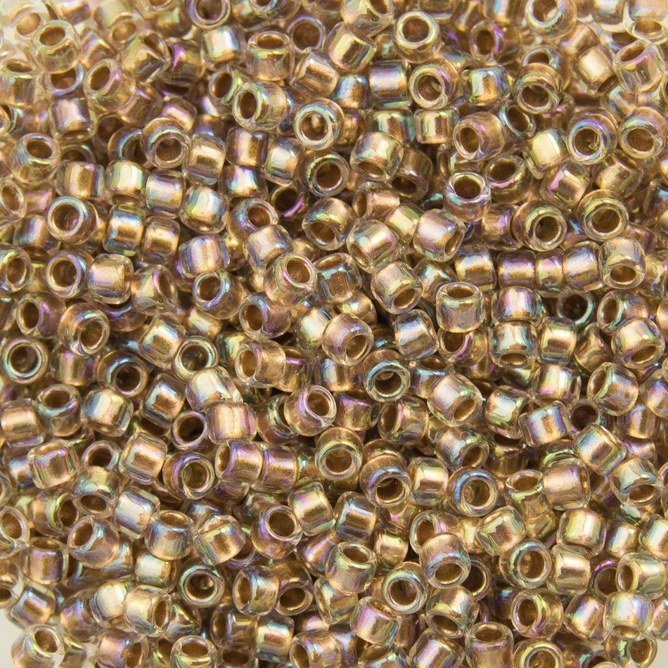 15/0 TOHO ROUND Gold Lined Rainbow Crystal Seed Bead (8g)