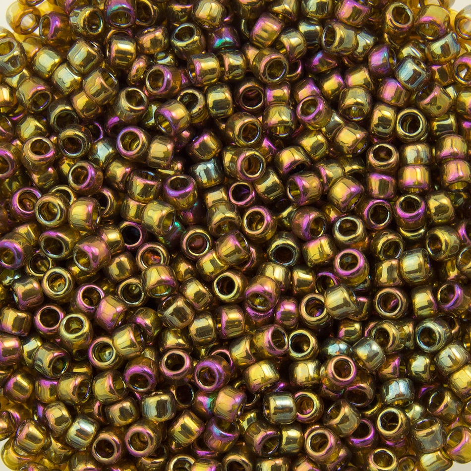 15/0 TOHO ROUND Gold Lustered Dark Topaz Seed Bead (8g)