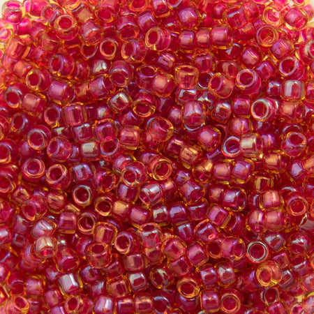 15/0 TOHO ROUND Inside Color Rainbow Light Topaz / Mauve Lined Seed Bead (8g)