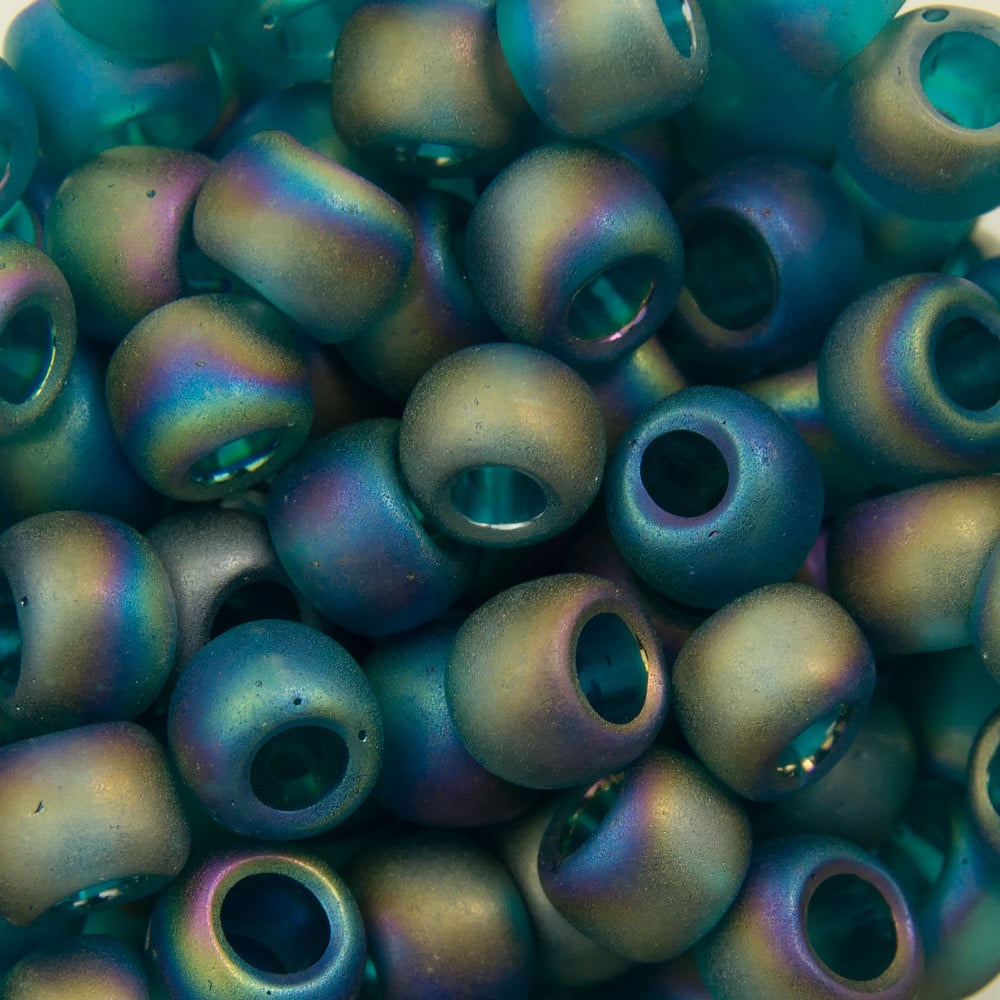 6/0 TOHO ROUND Transparent Rainbow Frosted Teal Seed Bead (8g)