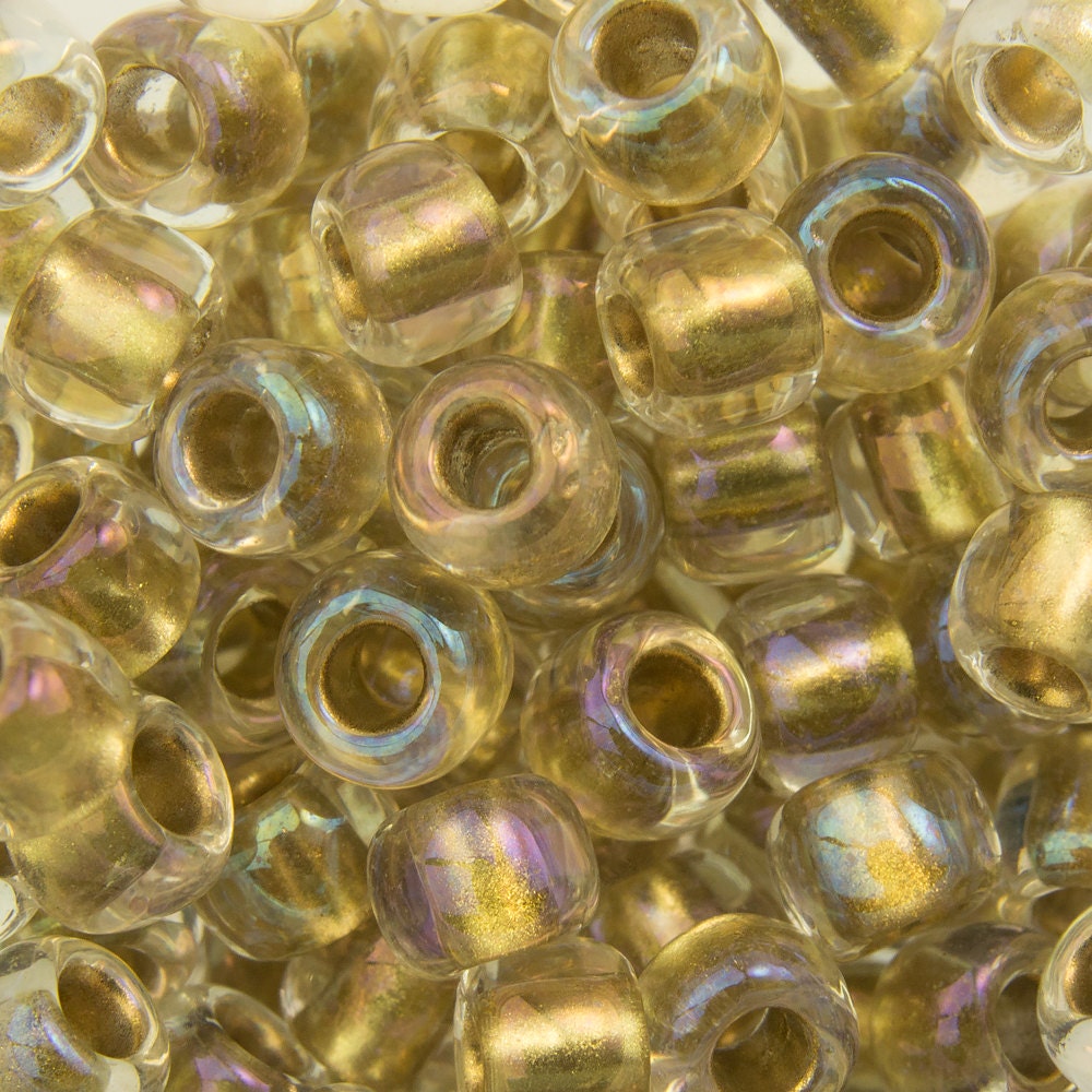 6/0 TOHO ROUND Inside Color Crystal / Gold Lined Seed Bead (8g)